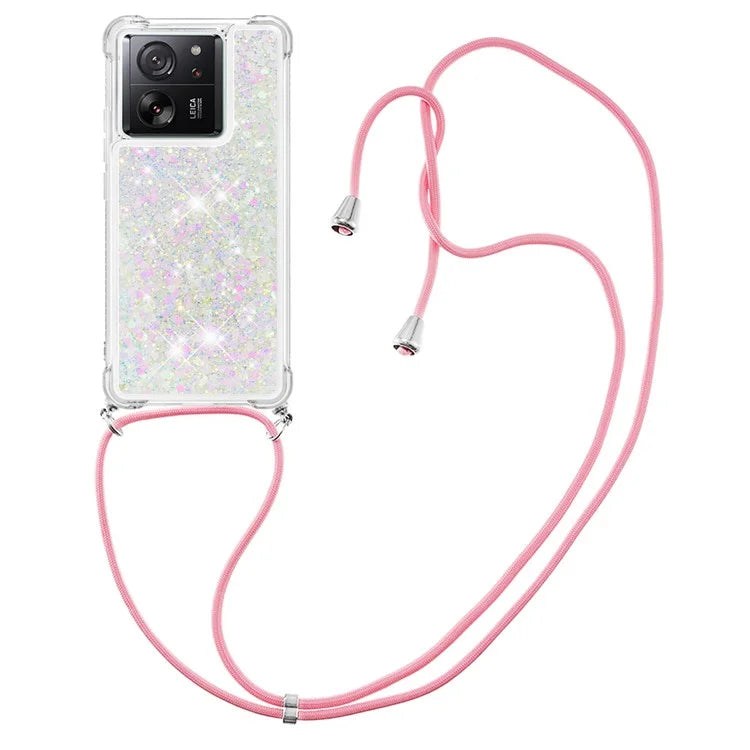 YB Quicksand Series-4 for Xiaomi 13T / 13T Pro / Redmi K60 Ultra Case Waterfall TPU Phone Cover with Lanyard