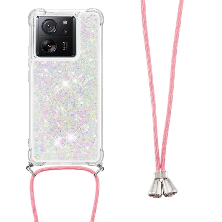YB Quicksand Series-4 for Xiaomi 13T / 13T Pro / Redmi K60 Ultra Case Waterfall TPU Phone Cover with Lanyard
