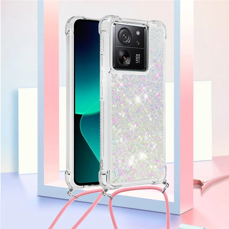 YB Quicksand Series-4 for Xiaomi 13T / 13T Pro / Redmi K60 Ultra Case Waterfall TPU Phone Cover with Lanyard