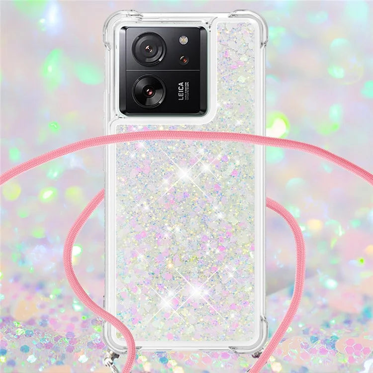 YB Quicksand Series-4 for Xiaomi 13T / 13T Pro / Redmi K60 Ultra Case Waterfall TPU Phone Cover with Lanyard