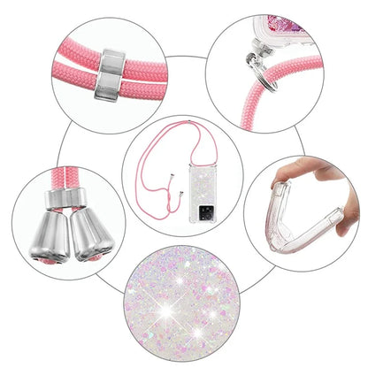 YB Quicksand Series-4 for Xiaomi 13T / 13T Pro / Redmi K60 Ultra Case Waterfall TPU Phone Cover with Lanyard