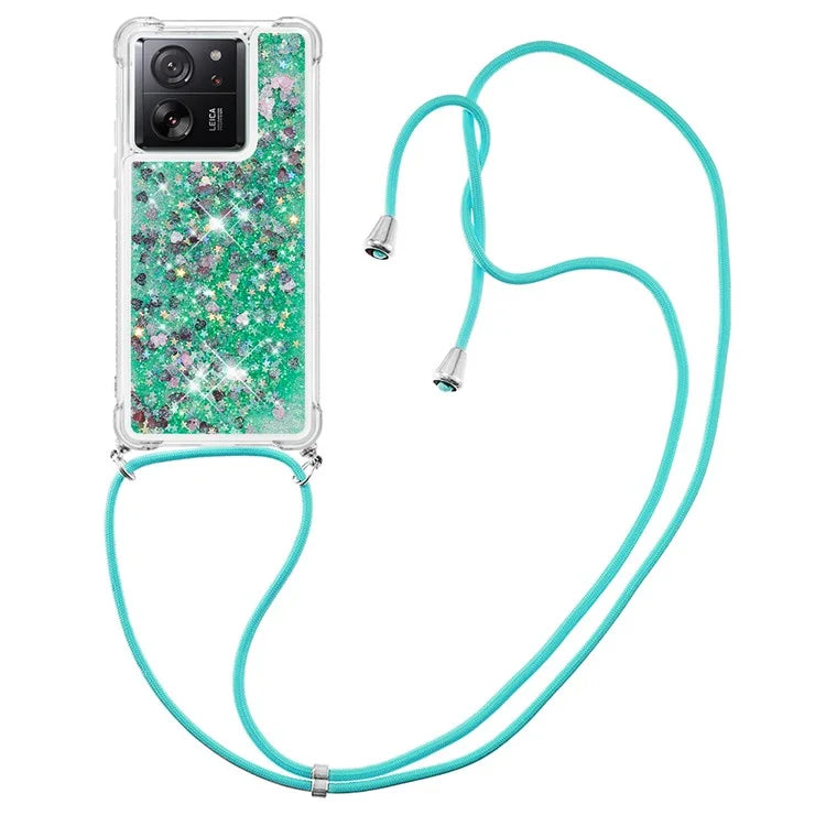 YB Quicksand Series-4 for Xiaomi 13T / 13T Pro / Redmi K60 Ultra Case Waterfall TPU Phone Cover with Lanyard