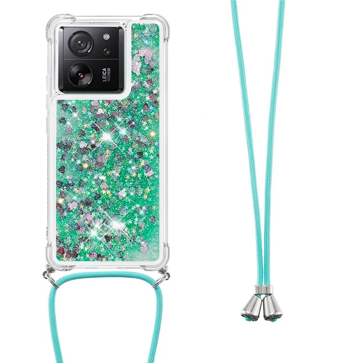 YB Quicksand Series-4 for Xiaomi 13T / 13T Pro / Redmi K60 Ultra Case Waterfall TPU Phone Cover with Lanyard