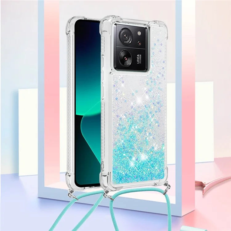 YB Quicksand Series-4 for Xiaomi 13T / 13T Pro / Redmi K60 Ultra Case Waterfall TPU Phone Cover with Lanyard