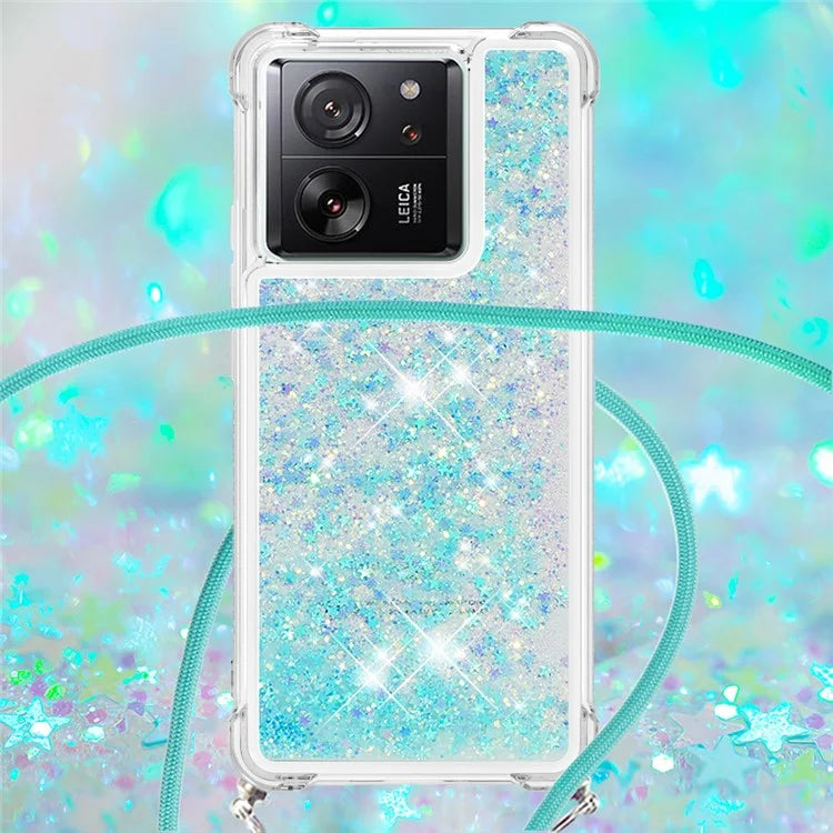 YB Quicksand Series-4 for Xiaomi 13T / 13T Pro / Redmi K60 Ultra Case Waterfall TPU Phone Cover with Lanyard