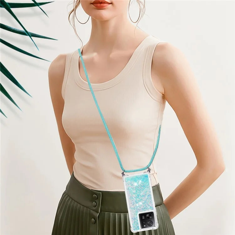 YB Quicksand Series-4 for Xiaomi 13T / 13T Pro / Redmi K60 Ultra Case Waterfall TPU Phone Cover with Lanyard