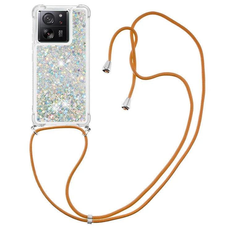 YB Quicksand Series-4 for Xiaomi 13T / 13T Pro / Redmi K60 Ultra Case Waterfall TPU Phone Cover with Lanyard