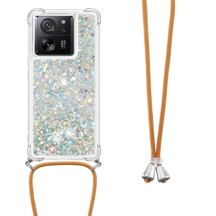 YB Quicksand Series-4 for Xiaomi 13T / 13T Pro / Redmi K60 Ultra Case Waterfall TPU Phone Cover with Lanyard
