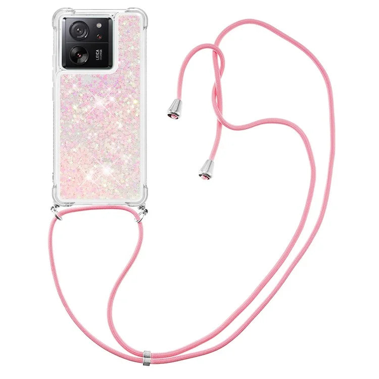 YB Quicksand Series-4 for Xiaomi 13T / 13T Pro / Redmi K60 Ultra Case Waterfall TPU Phone Cover with Lanyard
