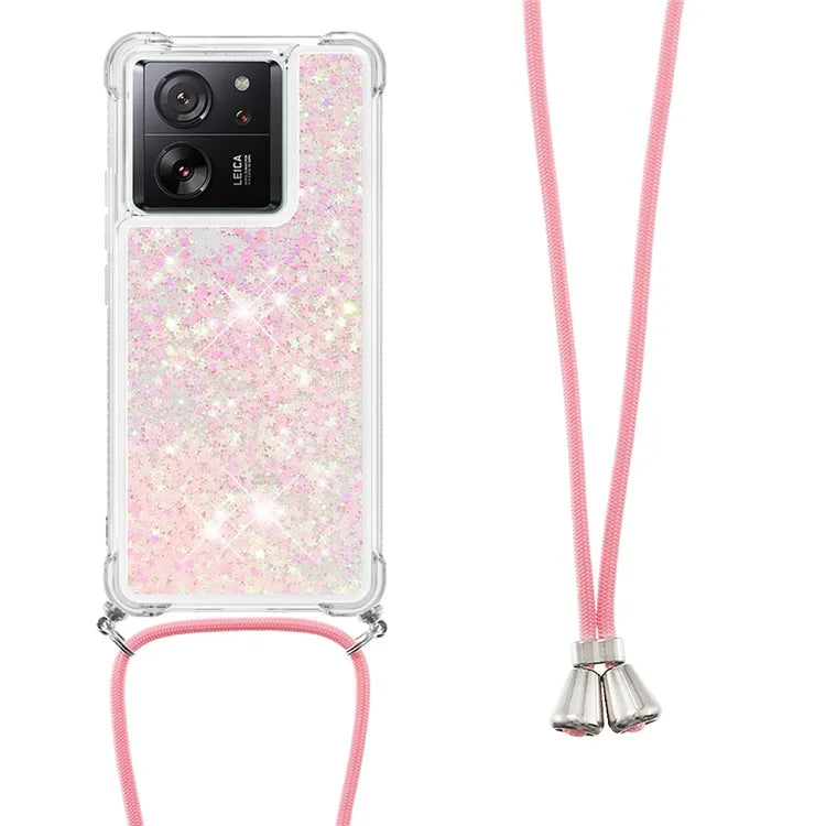 YB Quicksand Series-4 for Xiaomi 13T / 13T Pro / Redmi K60 Ultra Case Waterfall TPU Phone Cover with Lanyard