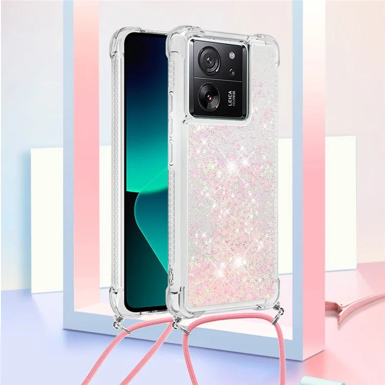YB Quicksand Series-4 for Xiaomi 13T / 13T Pro / Redmi K60 Ultra Case Waterfall TPU Phone Cover with Lanyard