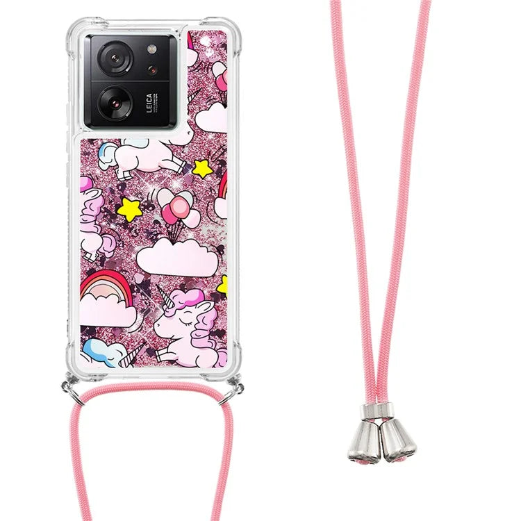 YB Quicksand Series-5 for Xiaomi 13T / 13T Pro / Redmi K60 Ultra Case Floating Pattern Phone Cover with Lanyard