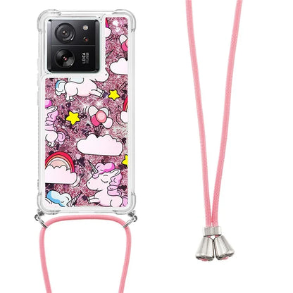 YB Quicksand Series-5 for Xiaomi 13T / 13T Pro / Redmi K60 Ultra Case Floating Pattern Phone Cover with Lanyard
