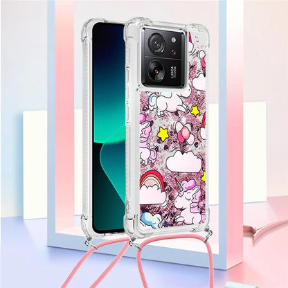 YB Quicksand Series-5 for Xiaomi 13T / 13T Pro / Redmi K60 Ultra Case Floating Pattern Phone Cover with Lanyard