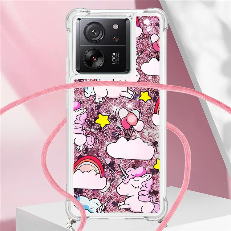 YB Quicksand Series-5 for Xiaomi 13T / 13T Pro / Redmi K60 Ultra Case Floating Pattern Phone Cover with Lanyard