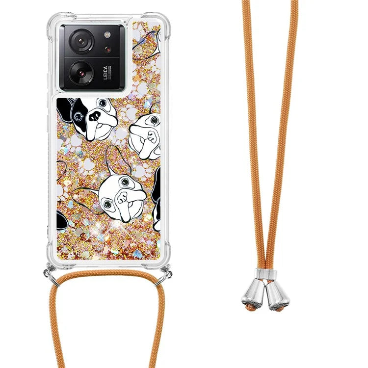 YB Quicksand Series-5 for Xiaomi 13T / 13T Pro / Redmi K60 Ultra Case Floating Pattern Phone Cover with Lanyard