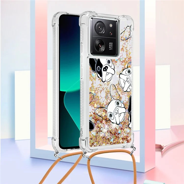 YB Quicksand Series-5 for Xiaomi 13T / 13T Pro / Redmi K60 Ultra Case Floating Pattern Phone Cover with Lanyard
