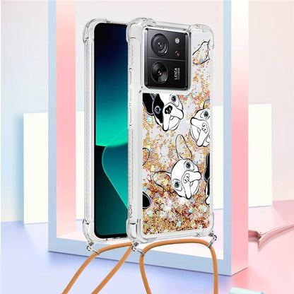 YB Quicksand Series-5 for Xiaomi 13T / 13T Pro / Redmi K60 Ultra Case Floating Pattern Phone Cover with Lanyard