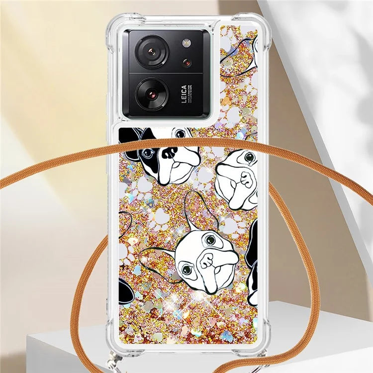 YB Quicksand Series-5 for Xiaomi 13T / 13T Pro / Redmi K60 Ultra Case Floating Pattern Phone Cover with Lanyard