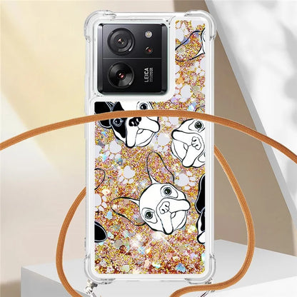 YB Quicksand Series-5 for Xiaomi 13T / 13T Pro / Redmi K60 Ultra Case Floating Pattern Phone Cover with Lanyard