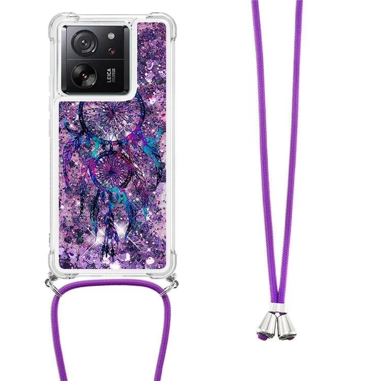 YB Quicksand Series-5 for Xiaomi 13T / 13T Pro / Redmi K60 Ultra Case Floating Pattern Phone Cover with Lanyard