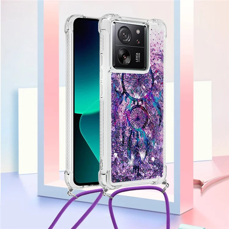 YB Quicksand Series-5 for Xiaomi 13T / 13T Pro / Redmi K60 Ultra Case Floating Pattern Phone Cover with Lanyard