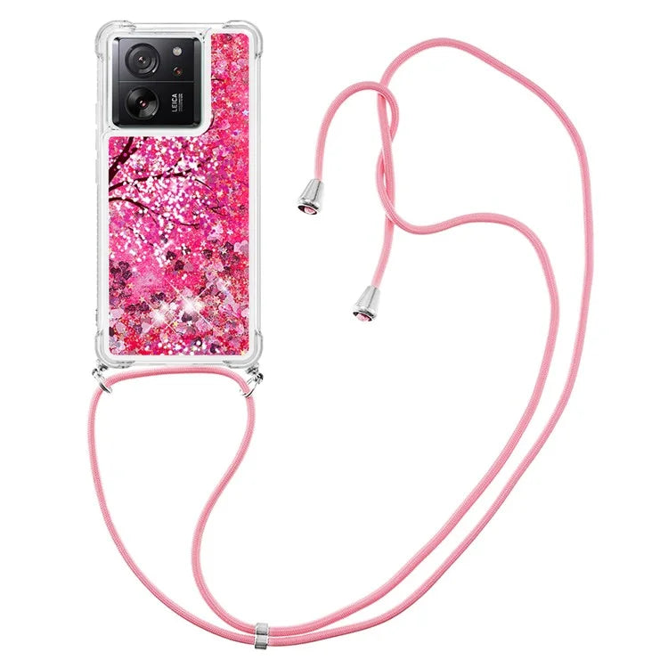 YB Quicksand Series-5 for Xiaomi 13T / 13T Pro / Redmi K60 Ultra Case Floating Pattern Phone Cover with Lanyard