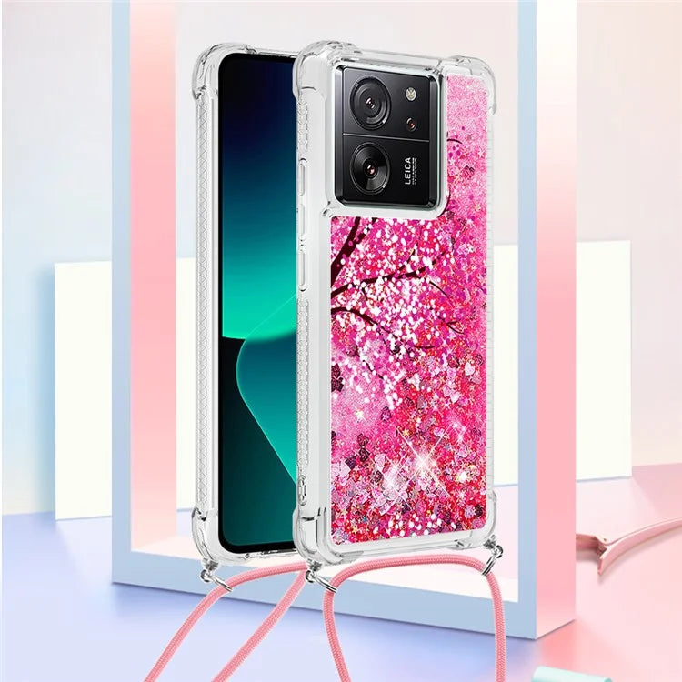 YB Quicksand Series-5 for Xiaomi 13T / 13T Pro / Redmi K60 Ultra Case Floating Pattern Phone Cover with Lanyard