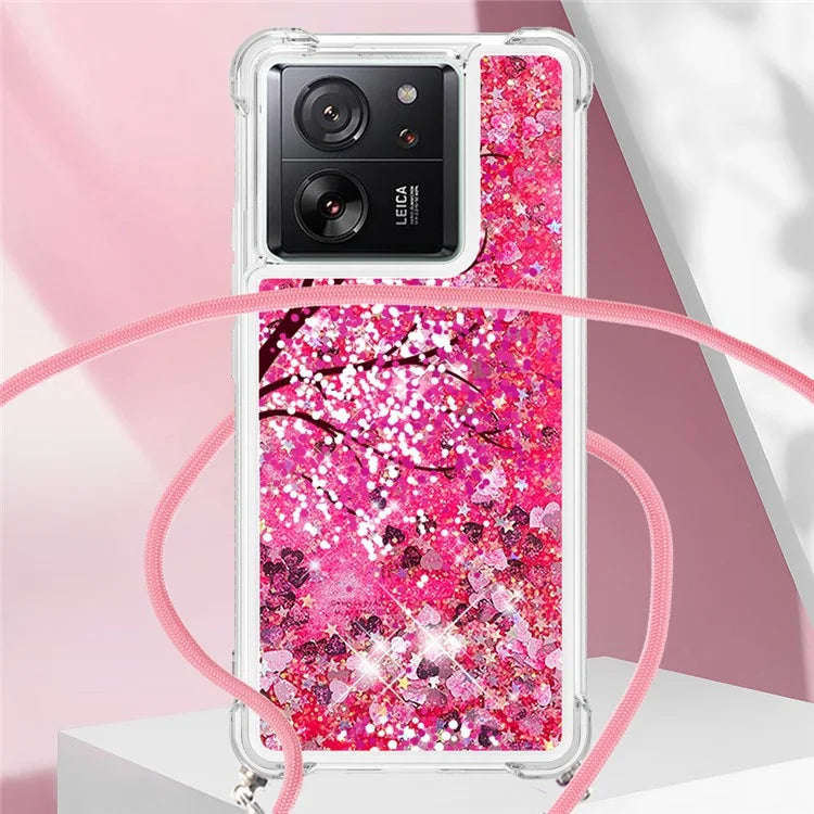 YB Quicksand Series-5 for Xiaomi 13T / 13T Pro / Redmi K60 Ultra Case Floating Pattern Phone Cover with Lanyard