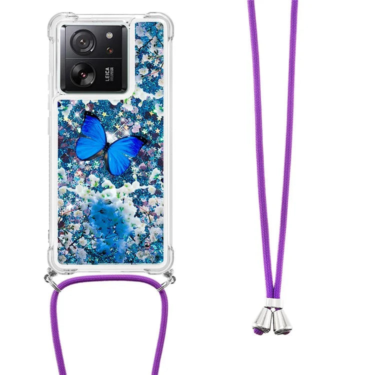 YB Quicksand Series-5 for Xiaomi 13T / 13T Pro / Redmi K60 Ultra Case Floating Pattern Phone Cover with Lanyard