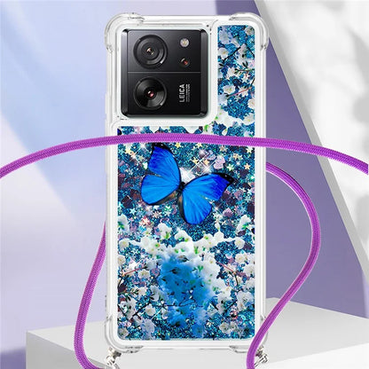 YB Quicksand Series-5 for Xiaomi 13T / 13T Pro / Redmi K60 Ultra Case Floating Pattern Phone Cover with Lanyard