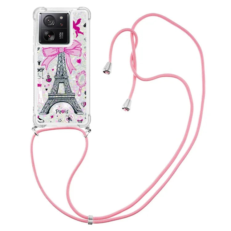 YB Quicksand Series-5 for Xiaomi 13T / 13T Pro / Redmi K60 Ultra Case Floating Pattern Phone Cover with Lanyard