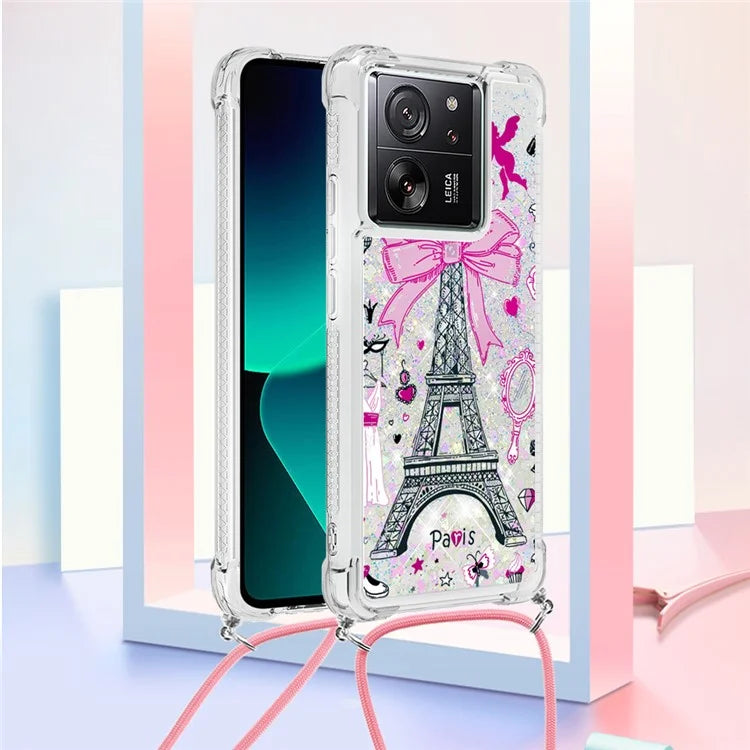 YB Quicksand Series-5 for Xiaomi 13T / 13T Pro / Redmi K60 Ultra Case Floating Pattern Phone Cover with Lanyard