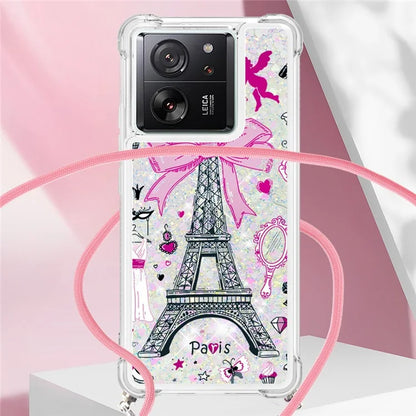 YB Quicksand Series-5 for Xiaomi 13T / 13T Pro / Redmi K60 Ultra Case Floating Pattern Phone Cover with Lanyard