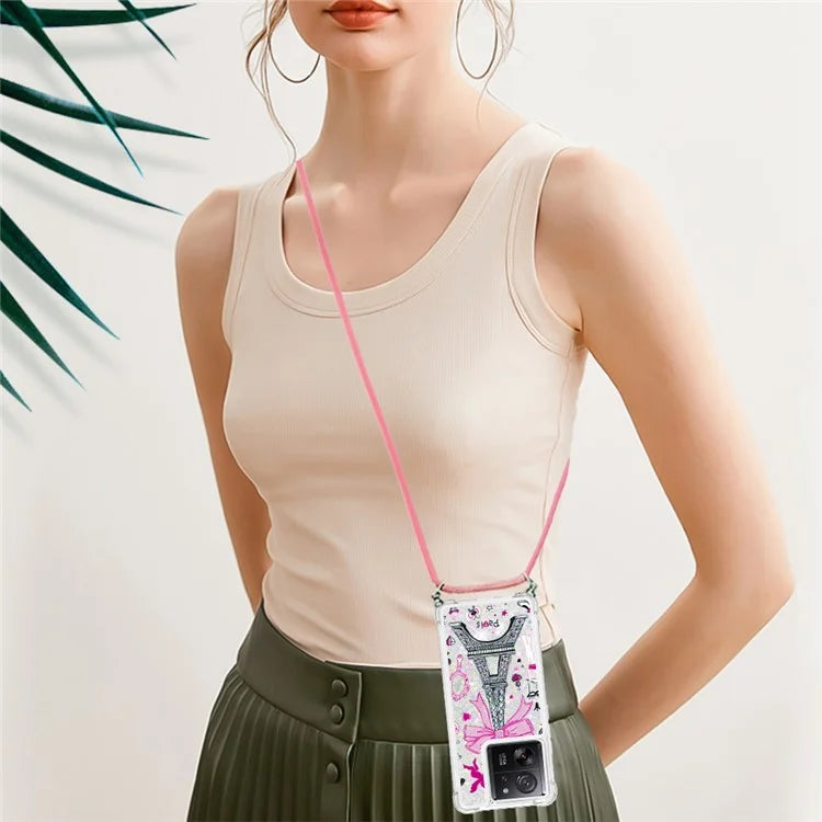 YB Quicksand Series-5 for Xiaomi 13T / 13T Pro / Redmi K60 Ultra Case Floating Pattern Phone Cover with Lanyard