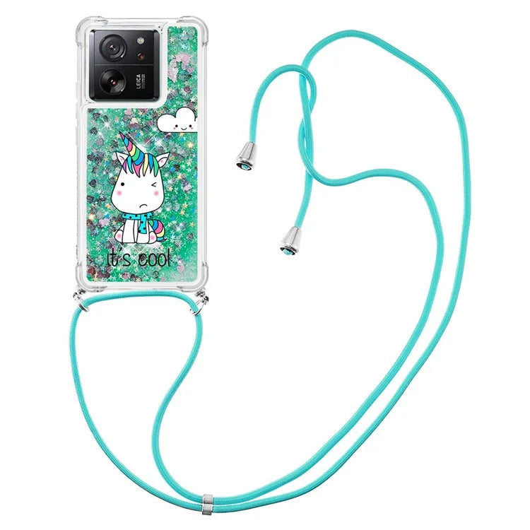 YB Quicksand Series-5 for Xiaomi 13T / 13T Pro / Redmi K60 Ultra Case Floating Pattern Phone Cover with Lanyard