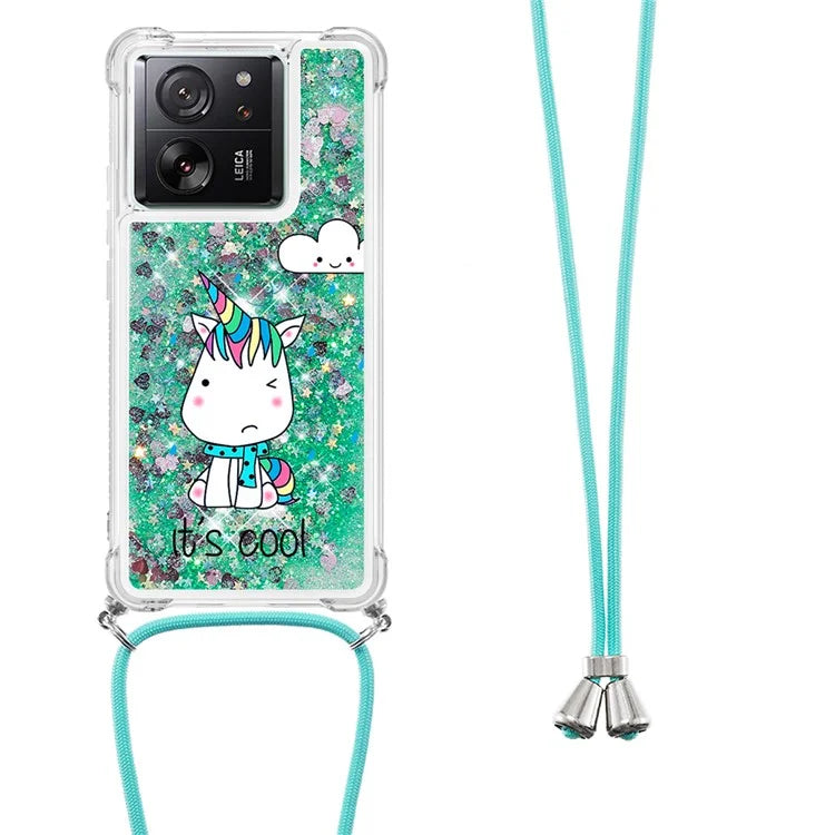 YB Quicksand Series-5 for Xiaomi 13T / 13T Pro / Redmi K60 Ultra Case Floating Pattern Phone Cover with Lanyard