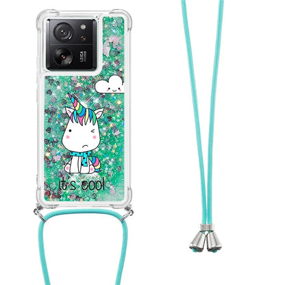 YB Quicksand Series-5 for Xiaomi 13T / 13T Pro / Redmi K60 Ultra Case Floating Pattern Phone Cover with Lanyard