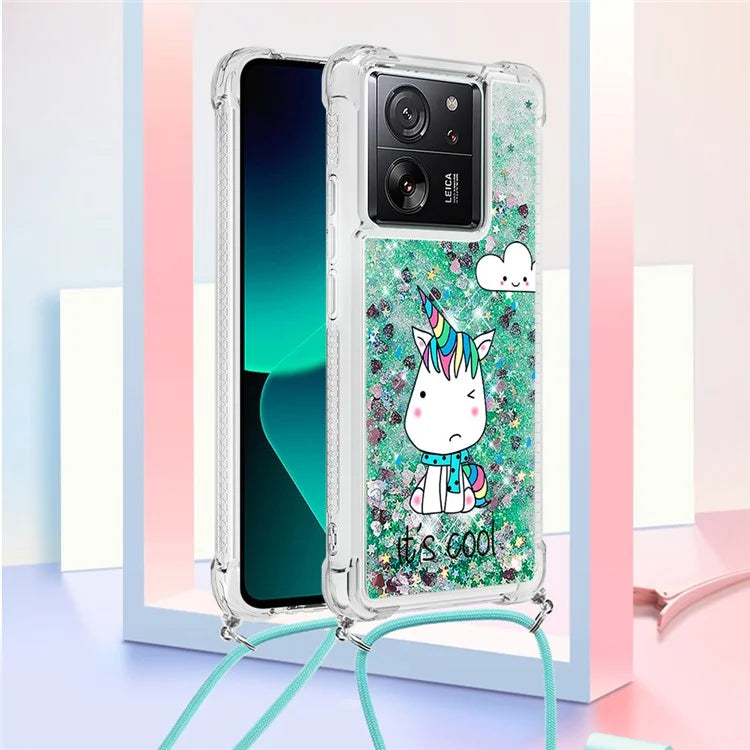 YB Quicksand Series-5 for Xiaomi 13T / 13T Pro / Redmi K60 Ultra Case Floating Pattern Phone Cover with Lanyard