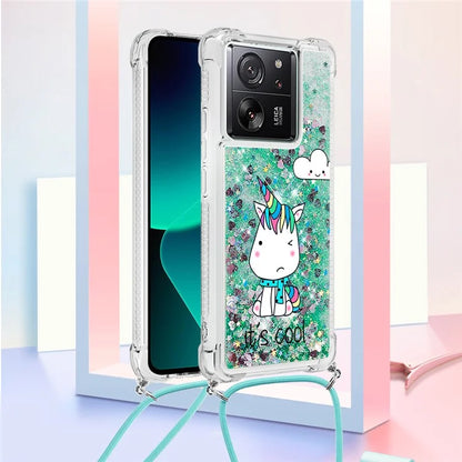 YB Quicksand Series-5 for Xiaomi 13T / 13T Pro / Redmi K60 Ultra Case Floating Pattern Phone Cover with Lanyard