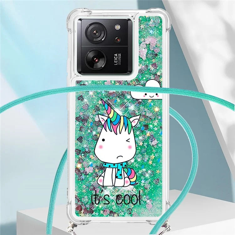 YB Quicksand Series-5 for Xiaomi 13T / 13T Pro / Redmi K60 Ultra Case Floating Pattern Phone Cover with Lanyard