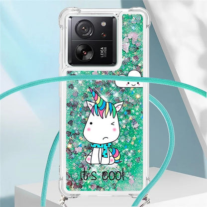 YB Quicksand Series-5 for Xiaomi 13T / 13T Pro / Redmi K60 Ultra Case Floating Pattern Phone Cover with Lanyard