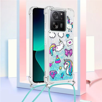 YB Quicksand Series-5 for Xiaomi 13T / 13T Pro / Redmi K60 Ultra Case Floating Pattern Phone Cover with Lanyard