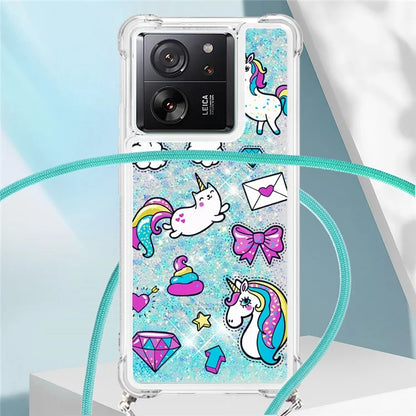 YB Quicksand Series-5 for Xiaomi 13T / 13T Pro / Redmi K60 Ultra Case Floating Pattern Phone Cover with Lanyard
