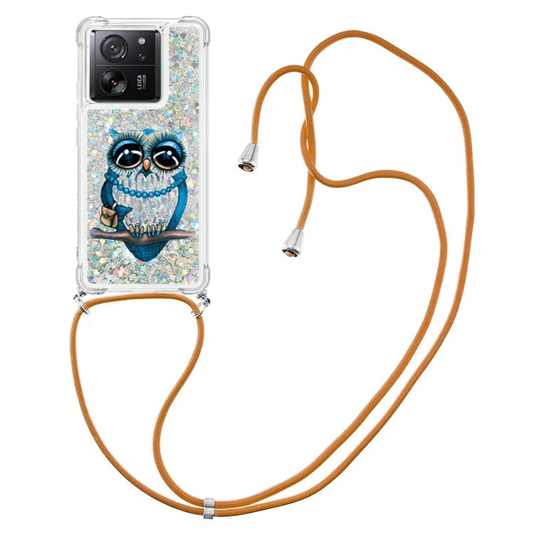 YB Quicksand Series-5 for Xiaomi 13T / 13T Pro / Redmi K60 Ultra Case Floating Pattern Phone Cover with Lanyard