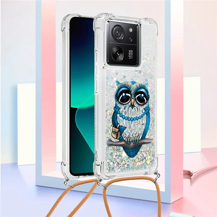 YB Quicksand Series-5 for Xiaomi 13T / 13T Pro / Redmi K60 Ultra Case Floating Pattern Phone Cover with Lanyard
