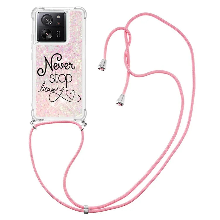YB Quicksand Series-5 for Xiaomi 13T / 13T Pro / Redmi K60 Ultra Case Floating Pattern Phone Cover with Lanyard