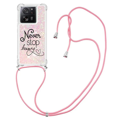 YB Quicksand Series-5 for Xiaomi 13T / 13T Pro / Redmi K60 Ultra Case Floating Pattern Phone Cover with Lanyard