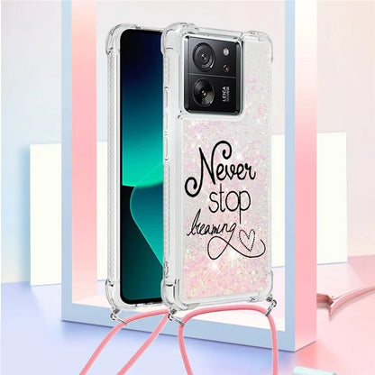 YB Quicksand Series-5 for Xiaomi 13T / 13T Pro / Redmi K60 Ultra Case Floating Pattern Phone Cover with Lanyard