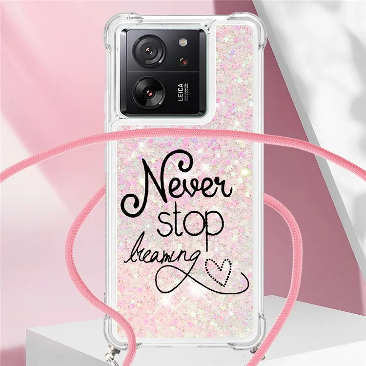 YB Quicksand Series-5 for Xiaomi 13T / 13T Pro / Redmi K60 Ultra Case Floating Pattern Phone Cover with Lanyard